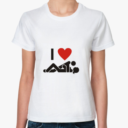 Классическая футболка с принтом I Love Sex