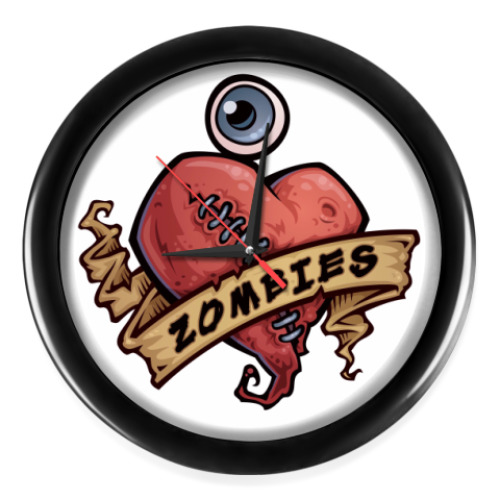 Настенные часы с принтом I love zombies