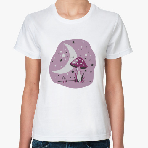 Классическая футболка Спящая Луна и Мухомор