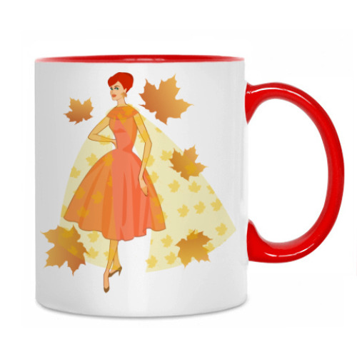 Кружка с принтом Леди осень