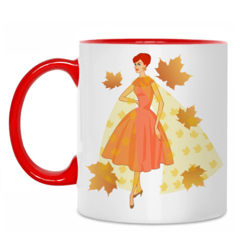 Кружка с принтом Леди осень