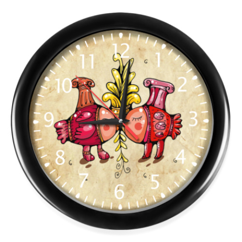 Часы с принтом Птички-валентинки. Любовь