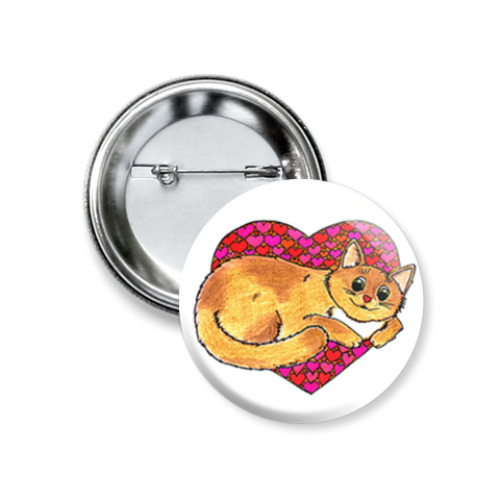 Значок 37мм с принтом Весна. Кот.