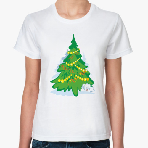 Классическая футболка с принтом 'ёлка'
