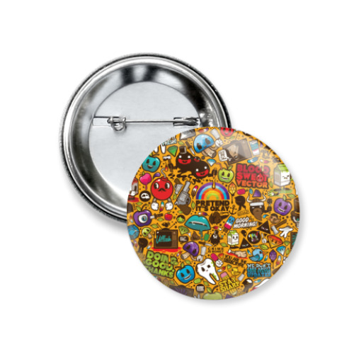 Значок 37мм с принтом smily