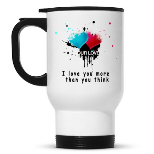 Кружка-термос с принтом Два сердца