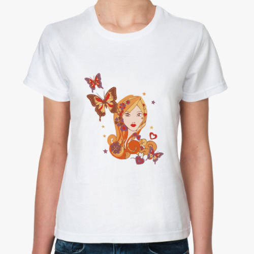 Классическая футболка с принтом бабочки