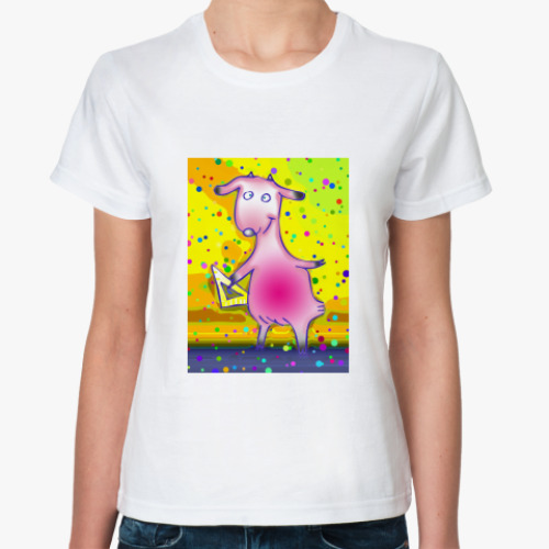 Классическая футболка с принтом  'коза'