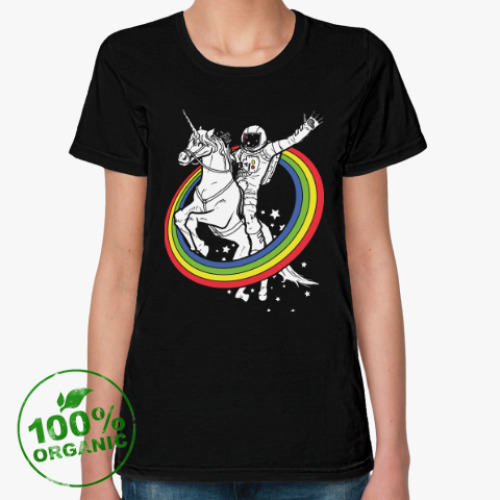 Женская футболка из органик-хлопка Космонавт на единороге