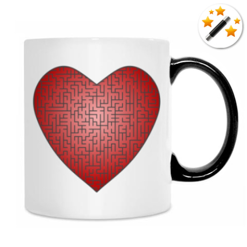 Кружка-хамелеон с принтом В лабиринте сердца