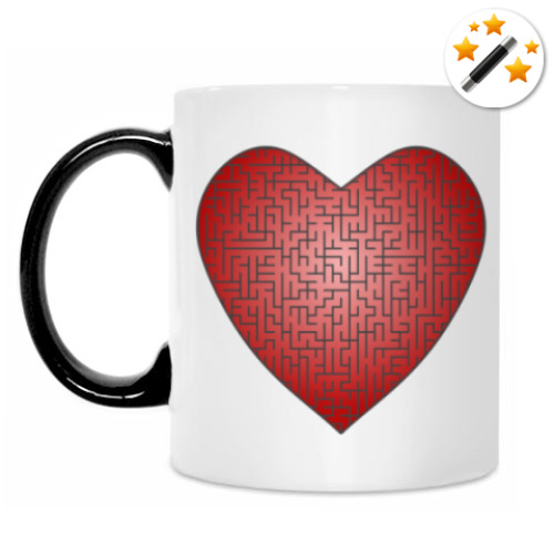 Кружка-хамелеон с принтом В лабиринте сердца