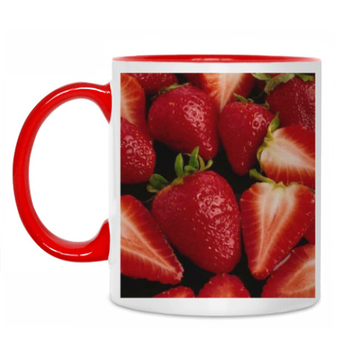 Кружка с принтом  Клубника