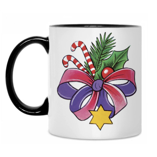 Кружка с принтом Новогодний букет