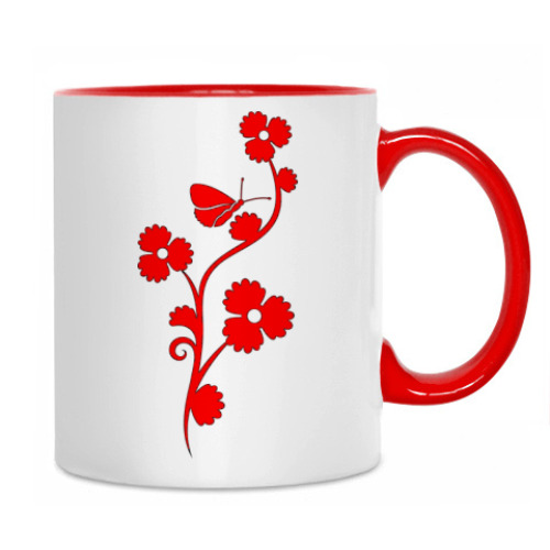 Кружка с принтом цветы