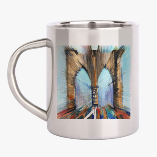 Кружка металлическая с принтом Бруклинский мост