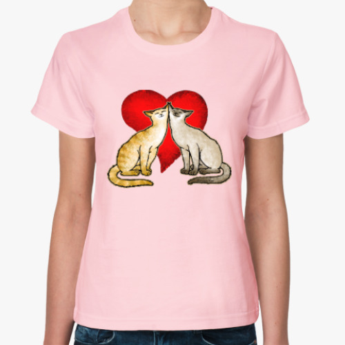 Женская футболка с принтом Влюблённые кошки