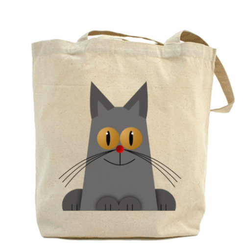 Сумка шоппер с принтом Желтоглазый котик