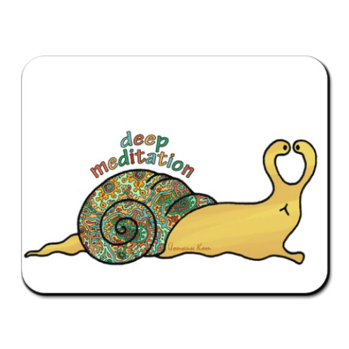 Коврик для мыши с принтом Медитирующая улитка