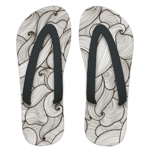 Шлепанцы (сланцы) с принтом Абстрактные морские волны