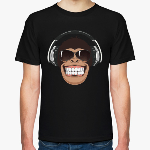 Футболка с принтом Обезьяна в наушниках