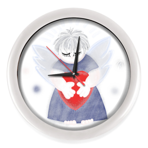 Настенные часы с принтом Маленький сердечный ангел