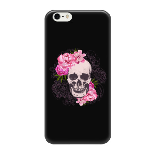 Чехол для iPhone 6/6s Череп и цветы