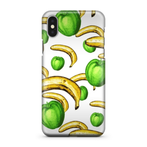 Чехол для iPhone X Яблоки и бананы
