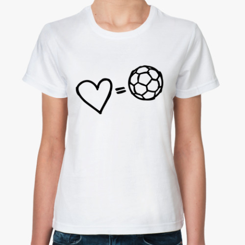 Классическая футболка с принтом Love equals football