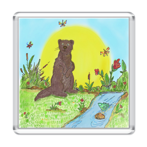 Магнит Выдра у ручья