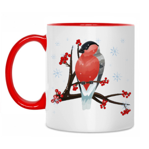 Кружка с принтом Снегирь