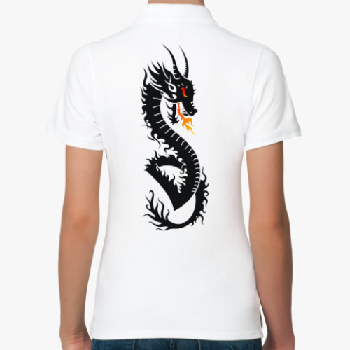 Женская рубашка поло (печать) Дракон