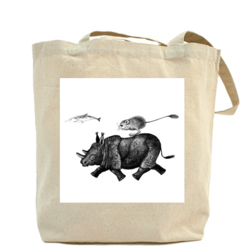 Сумка шоппер с принтом  Носорожик