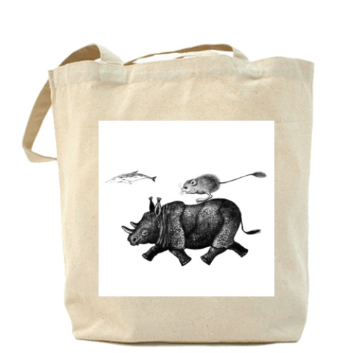 Сумка шоппер с принтом  Носорожик