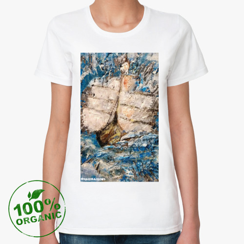 Женская футболка из органик-хлопка с принтом Парусник