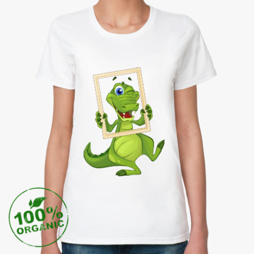Женская футболка из органик-хлопка Draw and Guess с крокодилом