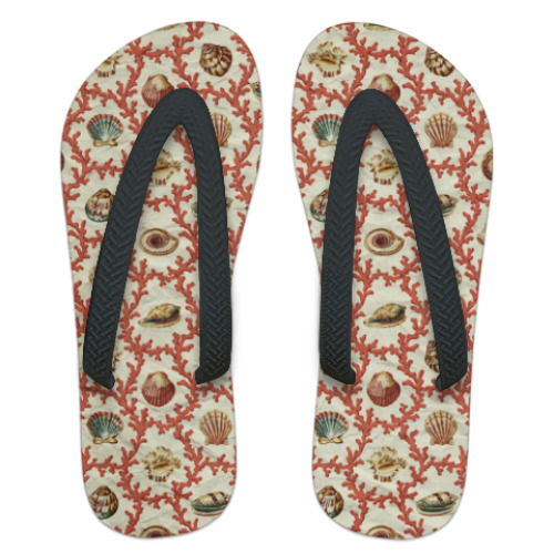 Шлепанцы (сланцы) с принтом Раковины