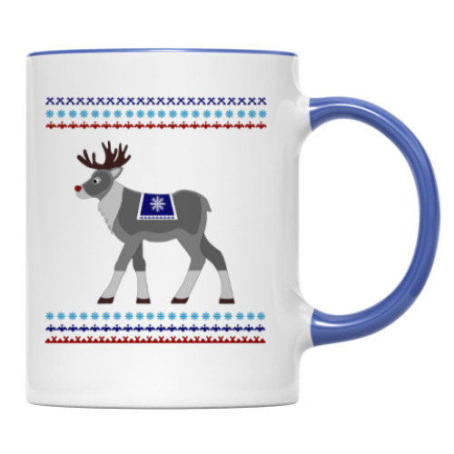 Кружка с принтом Reindeer and Nordic pattern ornament