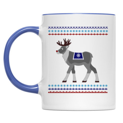 Кружка с принтом Reindeer and Nordic pattern ornament