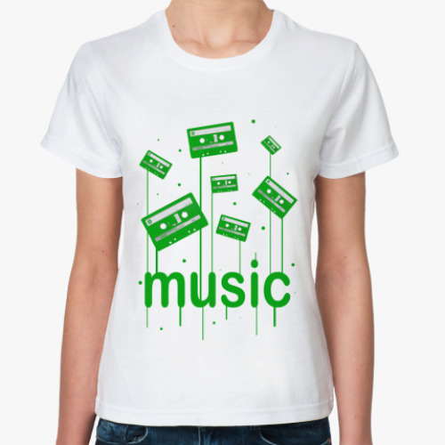 Классическая футболка с принтом Music