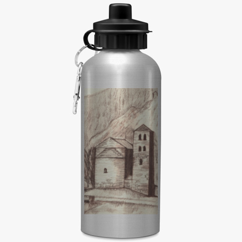 Бутылка с карабином (500 мл) с принтом Деревня в Грузии