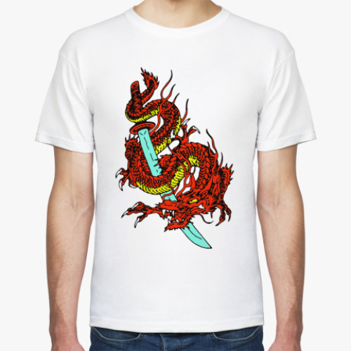 Футболка с принтом Дракон и катана