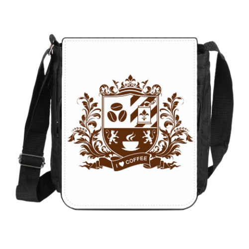 Сумка на плечо (мини-планшет) с принтом I love coffee - любителям кофе