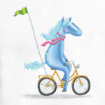 Лошадка на велосипеде с флажком