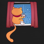 Рыжий кот и дождь за окном