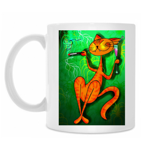 Кружка с принтом 'Праздничный кот'