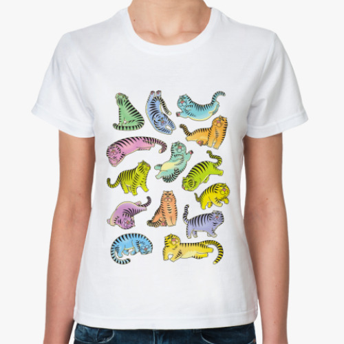 Классическая футболка Разноцвеетные тигры