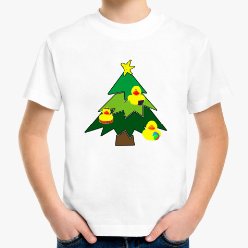 Детская футболка с принтом Ёлка с уточками