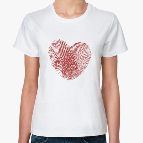 Классическая футболка Сердце из отпечатков пальцев