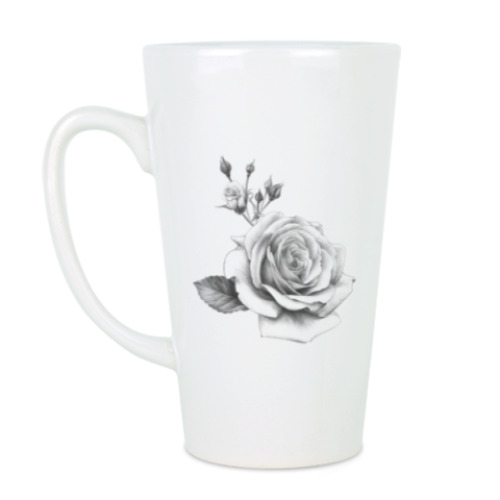 Чашка Латте с принтом Розы графика