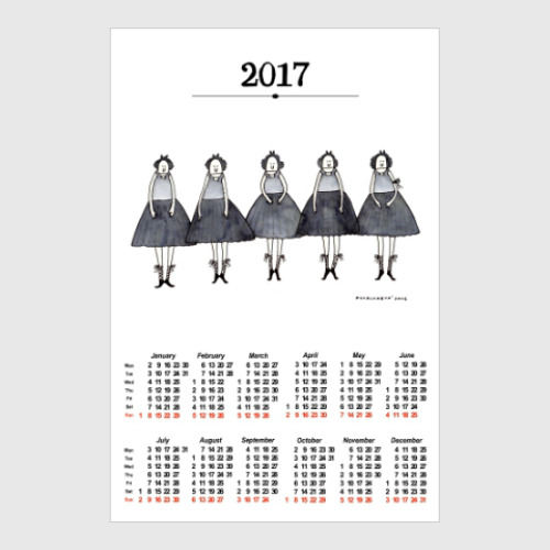 Постер с принтом Calendar 2017 Календарь